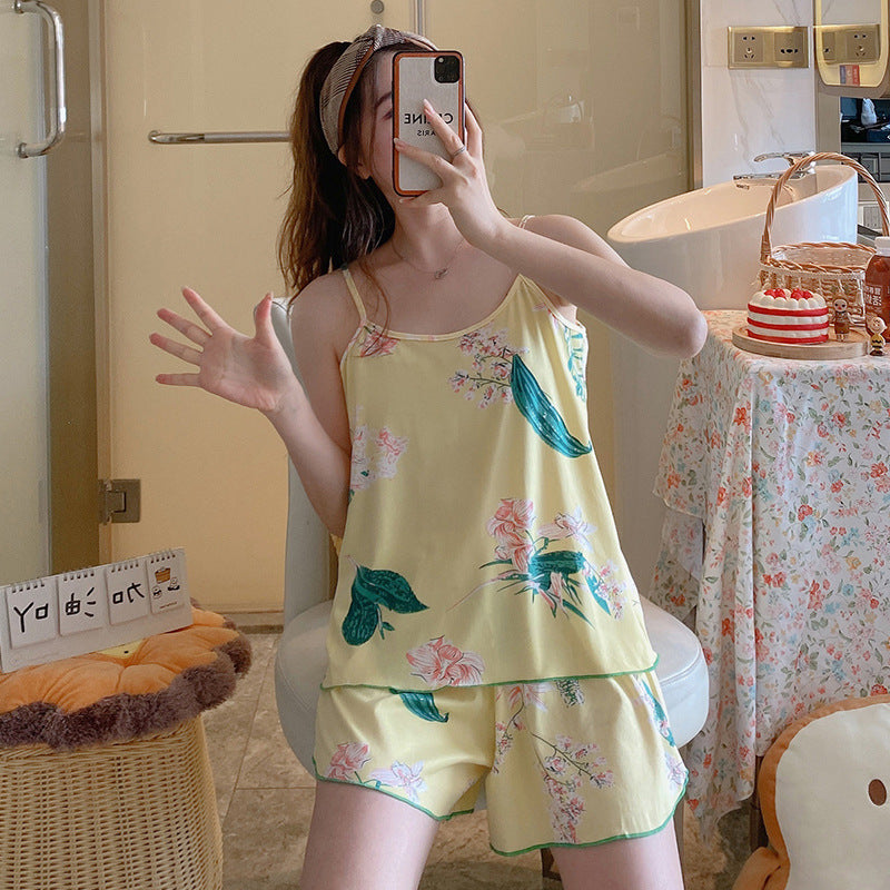 女士時尚簡約吊帶家居服睡衣兩件套 - Image 10