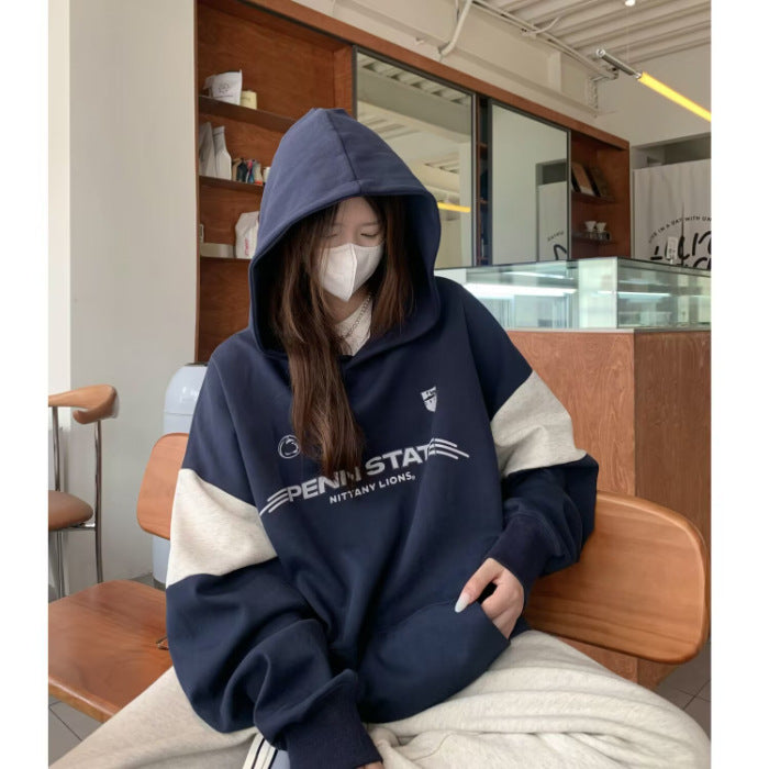 設計感秋季休閒風連帽套頭衫女裝 - Image 2