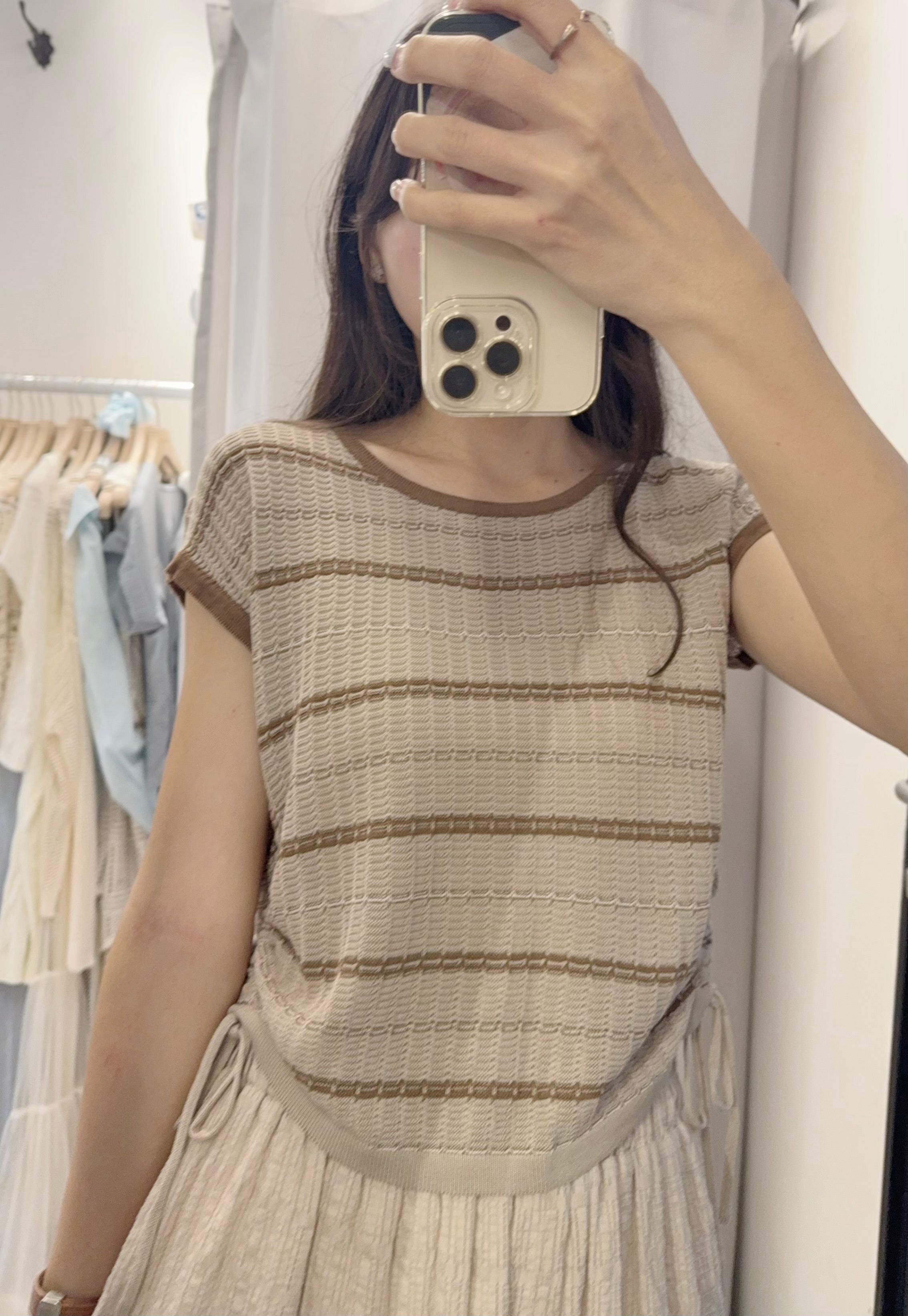 夏季 側面束邊橫條紋線衫 – 側面束邊,穿出腰線 - Image 12