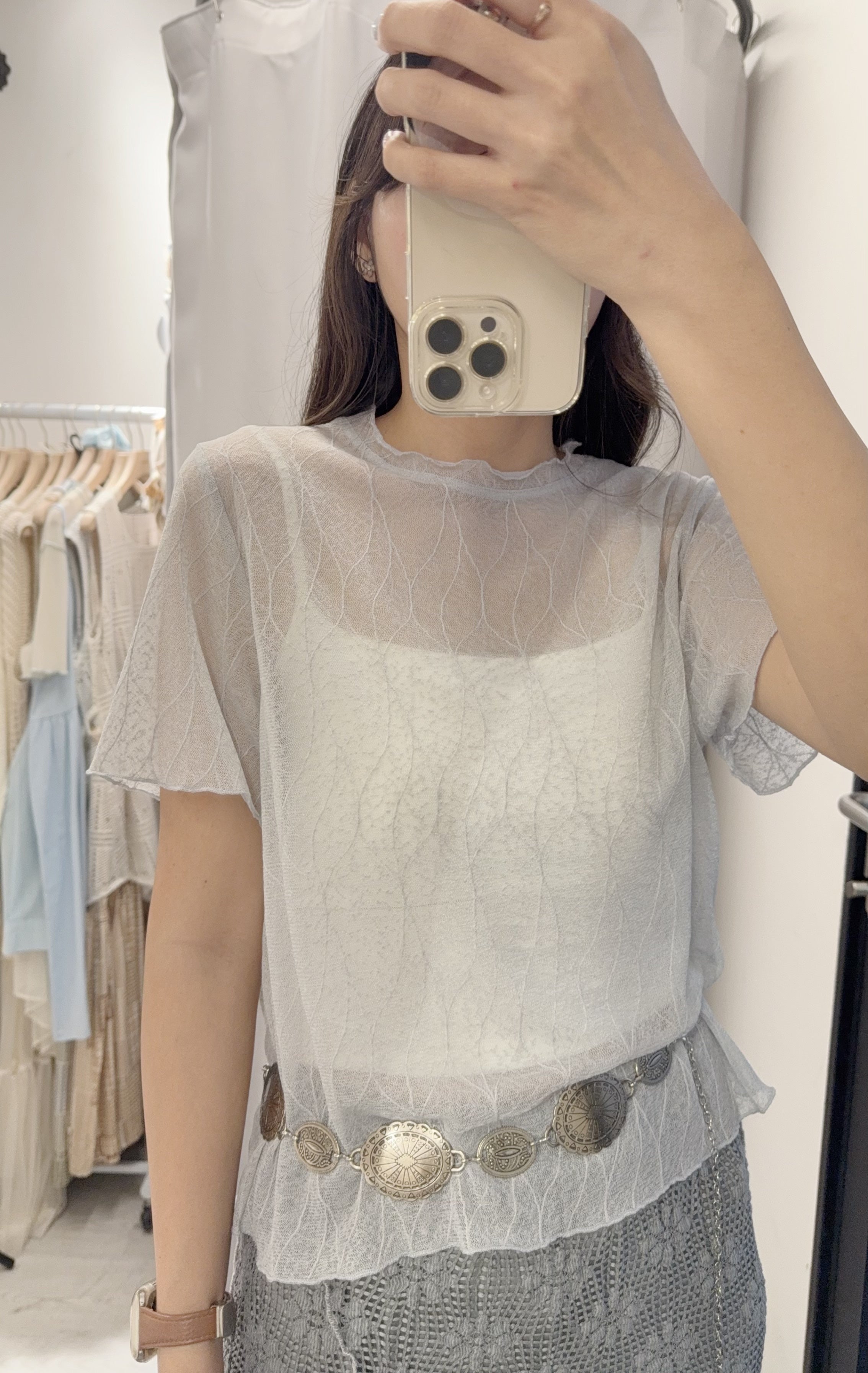 夏季 樹葉紋透視上衣 – 葉紋透視,性感微涼 - Image 4
