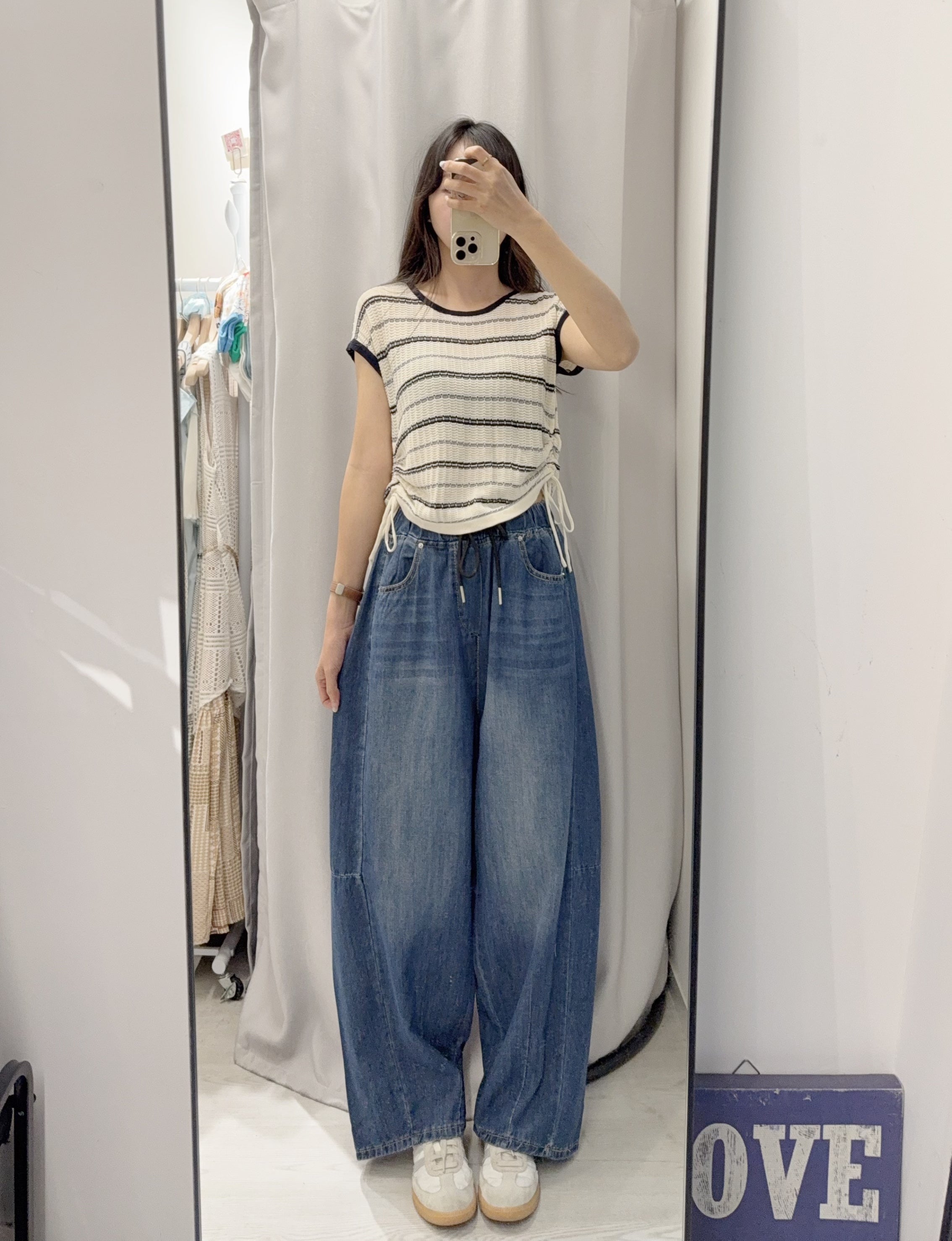 夏季 側面束邊橫條紋線衫 – 側面束邊,穿出腰線 - Image 6